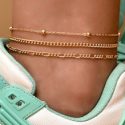 3pcs Bead Decor Chain Anklet