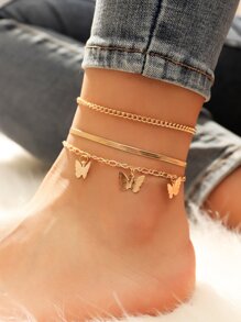 3pcs Butterfly Charm Anklet