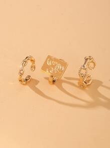 3pcs Chain Design Cuff Ring