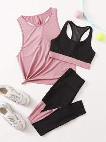 3pcs Colorblock Sports Set