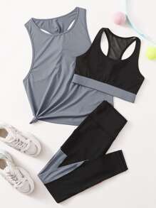 3pcs Colorblock Sports Set