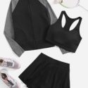 3pcs Colorblock Warming Breathable Softness Sports Set