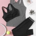 3pcs Criss-cross Sports Bra & Tank Top & Leggings