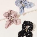 3pcs Ditsy Floral Bow Knot Decor Scrunchie