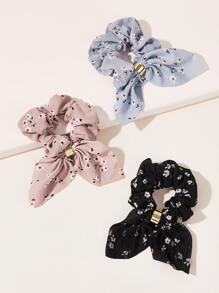 3pcs Ditsy Floral Bow Knot Decor Scrunchie