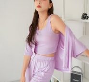 3pcs Drop Shoulder Solid Lounge Set