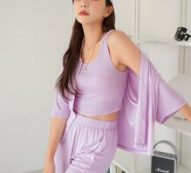 3pcs Drop Shoulder Solid Lounge Set