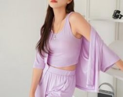 3pcs Drop Shoulder Solid Lounge Set