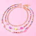 3pcs Faux Pearl Decor Beaded Necklace