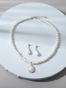 3pcs Faux Pearl Jewelry Set