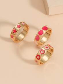 3pcs Floral Decor Ring