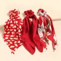 3pcs Flower Print Knot Design Scrunchie