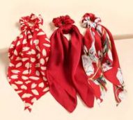 3pcs Flower Print Knot Design Scrunchie