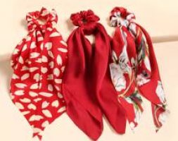 3pcs Flower Print Knot Design Scrunchie