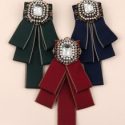 3pcs Gemstone Decor Bow Brooch