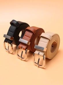 3pcs Guys PU Buckle Belt