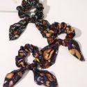 3pcs Halloween Pumpkin Print Scarf Hair Tie