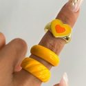 3pcs Heart Decor Ring