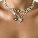 3pcs Heart Pendant Chain Necklace