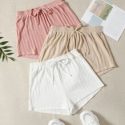 3pcs Knot Front Night Shorts