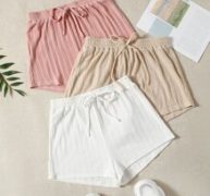 3pcs Knot Front Night Shorts
