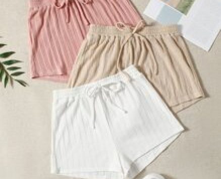 3pcs Knot Front Night Shorts