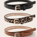 3pcs Leopard Pattern Buckle Belt