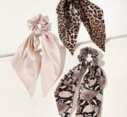 3pcs Leopard & Snakeskin Pattern Scrunchie Scarf