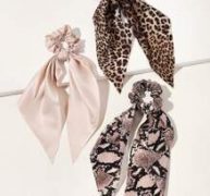 3pcs Leopard & Snakeskin Pattern Scrunchie Scarf