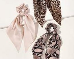 3pcs Leopard & Snakeskin Pattern Scrunchie Scarf