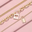 3pcs Lock Decor Chain Necklace