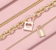 3pcs Lock Decor Chain Necklace