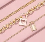 3pcs Lock Decor Chain Necklace