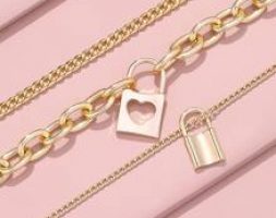 3pcs Lock Decor Chain Necklace