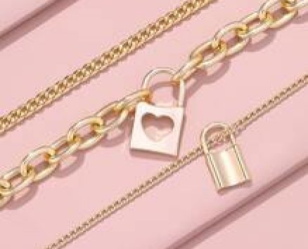 3pcs Lock Decor Chain Necklace