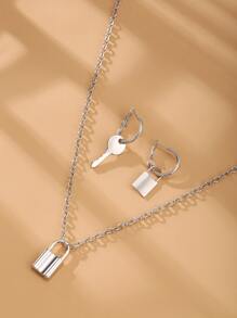 3pcs Lock Decor Jewelry Set