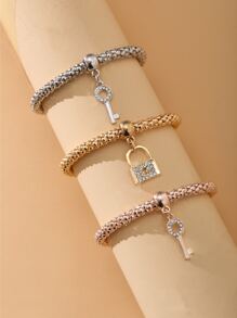 3pcs Lock & Key Charm Bracelet