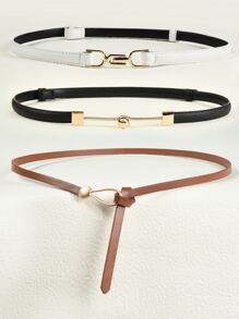 3pcs PU Leather Skinny Belt