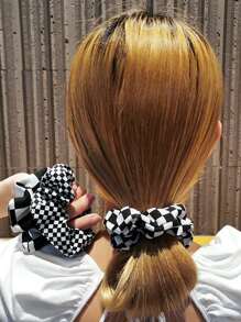 3pcs Plaid Print Scrunchie