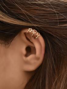 3pcs Star & Heart Design Ear Cuff