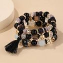 3pcs Tassel Decor Beaded Bracelet