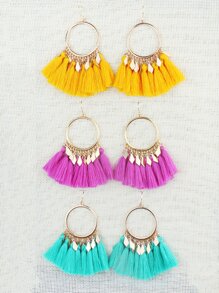 3pcs Tassel Design Drop Earrings