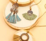 3pcs Tassel Round Charm Necklace