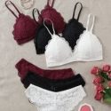 3set Scallop Trim Lace Lingerie Set