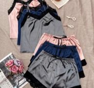 3sets Lace Trim Cami Top & Shorts Night Set