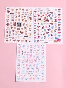 3sheets Bear Pattern Nail Art Sticker