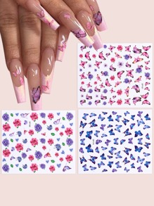 3sheets Butterfly & Flower Nail Art Sticker