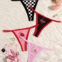 4pack Floral & Checker Pattern Thong Set