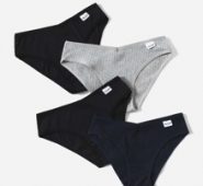 4pack Letter Patched Rib Panty Set
