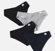 4pack Letter Patched Rib Panty Set